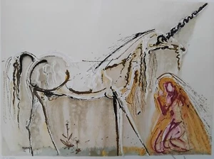 SALVADOR DALI LA LICORNE LITHOGRAPHIE ORIGINALE SIGNEE 1983 CHEVAUX SUPERBE - Picture 1 of 9