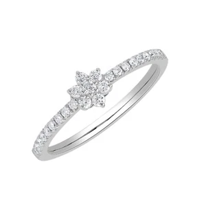 Round Cut 10K White Gold 0.25 Ct Lab Grown VS/FG Diamond Cluster Wedding Band - Picture 1 of 10