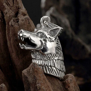 Colgante de plata esterlina 925 para hombre lobo perro lobo A2057 - Imagen 1 de 4