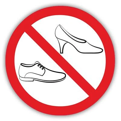 ISECUR Verbots-Aufkleber Schuhe verboten I rund Ø 10 cm I hin_124