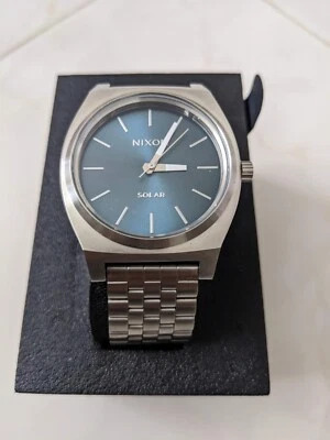 Nixon Time Teller Solar Silver Dusty Blue Sunray Stainless Steel Analog Watch - Image 1 of 4