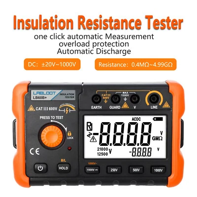 LABLOOT LB60B+ 250V/500V/1000V Digital Insulation Resistance Tester Digital Megohmmeter