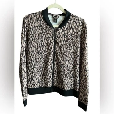 Skechers Black and Cream Bomber Jacket with Animal Print M - Image 1 of 4
