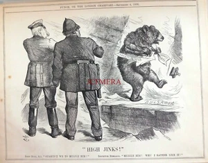 "HIGH JINKS!', Antik 1886 John Tenniel PUNCH Political Cartoon Print : 658-87 - Bild 1 von 1