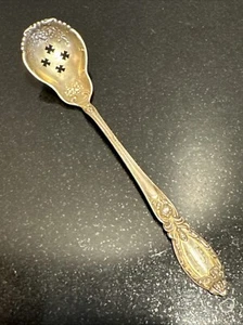 ART NOUVEAU STERLING SILVER LONG HANDLED OLIVE SPOON POPPY 1905 Baker Manchester - Picture 1 of 9