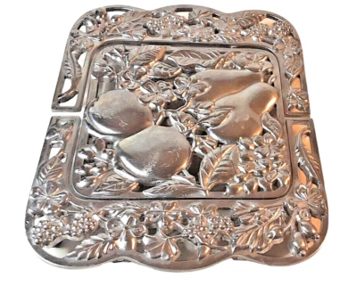 Lenox Expandible Trivet Serveware Plateado con Frutas Diseños Mayordomos Despensa 7.5" Foto 1 de 4