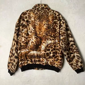 Chaqueta Bomber De Colección FUDA International Leopardo Estampado Guepardo Seda Mujer Mediana - Imagen 1 de 8