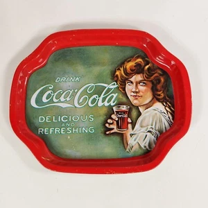 Vintage Drink Coca Cola Delicious And Refreshing Serving Tray Small Tin Tip Coke - Picture 1 of 4