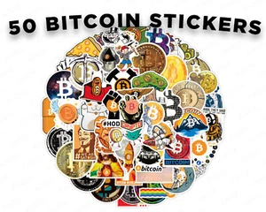50 Bitcoin stickers BTC ETH Anime Waterproof Vinyl Stickers Decal Laptop Phone - Picture 1 of 10