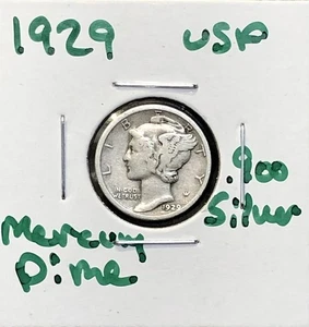 Moneda de diez centavos Mercury 1929 - .900 de plata en estado bastante bueno B - Imagen 1 de 3