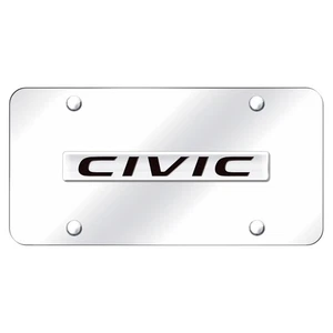 Licensed Chrome License Plate w/Chrome Name for Honda Civic - AUGD2012 - Bild 1 von 2