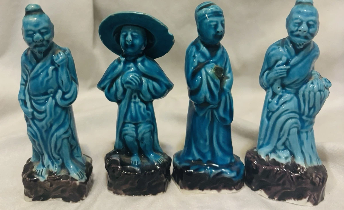Blue Porcelain & Pottery Antique Chinese Figurines & Statues for