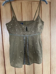 French Connection sequined khaki camisole top, size 8 - Picture 1 of 8