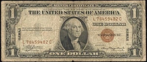 1935 A $1 One Dollar Hawaii Overprint Emergency Issue Note Fr#2300 - Picture 1 of 3