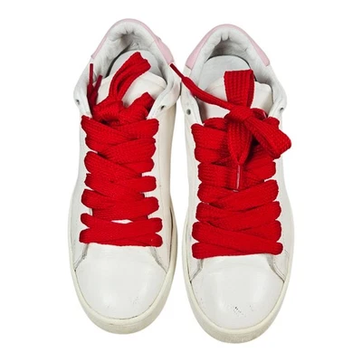 Zapatillas bajas Coach Q8096 blancas rosa rojas encaje talla 10M estilo retirado cuero  Foto 1 de 4