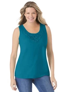 Woman Within Plus Size Beaded Tank Top - Picture 1 of 13