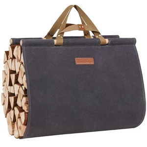 Firewood Carrier with Handles - Waxed Canvas Log Carrier for Firewood, Wood C... - Picture 1 of 9