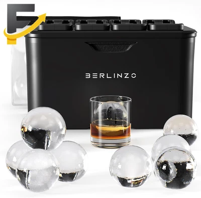 Molde para hacer bolas de hielo transparente premium 8 bolas de hielo transparentes grandes de 2,4" NUEVO Foto 1 de 4