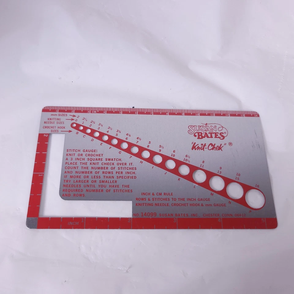Tejido Chek Stitch Medidor Todo en Uno Knitter’s Aide Rojo 14099 Susan Bates Foto 1 de 4