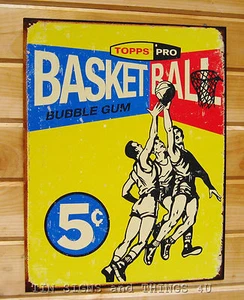 Basketball trading card TIN SIGN topp vtg metal sport bar wall decor poster 1405 - Picture 1 of 7