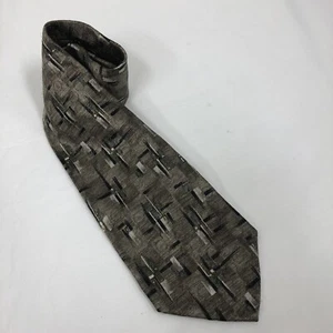 Pierre Cardin USA Made Mens Neck Tie Necktie Black Gray Tan Green 100% Silk - Picture 1 of 4