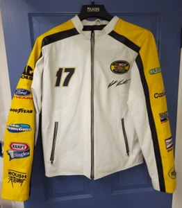 Wilsons Leather NASCAR Matt Kenseth White/Yellow Leather Jacket Mens Medium - Picture 1 of 14