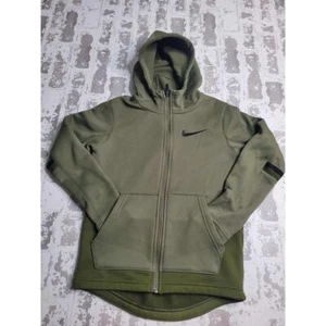 3402 Nike Therma Elite Boy's Green Full Zip Hoodie Medium Winter Cold Weather - Picture 1 of 6