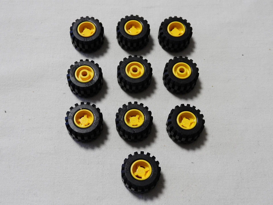 10 x LEGO Reifen 6015 - 20 x 10mm - mit gelber Felge (A257) - Bild 1 von 1