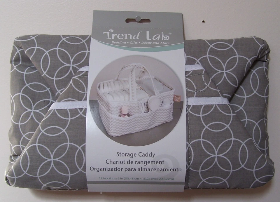 Trend Lab Gray White Storage Caddy Nursery Diaper Organizer - Image 1 of 2
