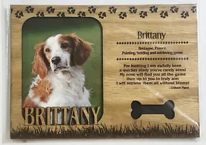 BRITTANY Dog Profile Laser Engraved Wood Picture Frame Magnet - Picture 1 of 3