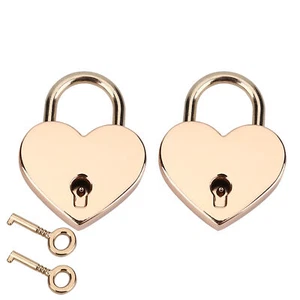 2 Set Heart Shaped Padlock Metal Lock For Luggage Diary Book Jewelry Box Decor - Picture 1 of 24
