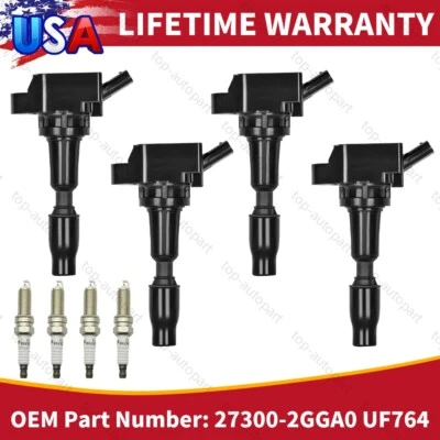 Ignition Coil UF764/27300-2GGA0 & Iridium Spark Plug for 2016 Kia Optima 2L 2.4L - Image 1 of 4