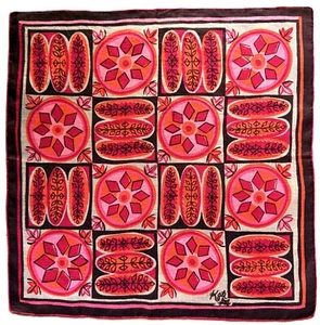 NOS 60s/70s KATI Linen Modernist Hanky Abstract Symbols Hand Rolled - Picture 1 of 7