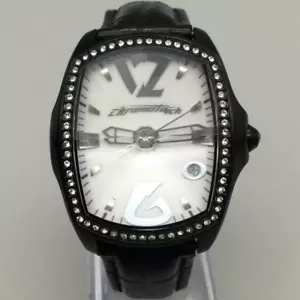 Chronotech Prisma Watch Women 36mm Silver Tone Rivoli Crystal Pave New Battery - Picture 1 of 17