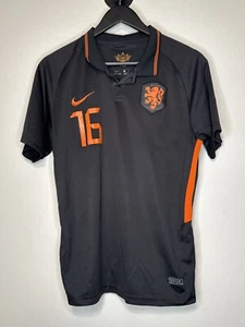 Nike 2016 Netherlands #16 Black Soccer Jersey Size L KDVB - Picture 1 of 10