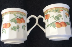 2 Churchill Englnd VALENCIA Dodecagon Mugs CCH33 CCHVAL Pattern Oranges & Frieze - Picture 1 of 4