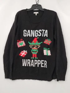 Self Esteem Ugly Holiday Sweatshirt Womens Size 1X Color Black LS Graphic Crew - Picture 1 of 8