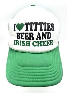 I ❤️ Love Titties Cerveza Y Alegría Irlandesa Snapback Camionero Malla Meme Divertido Sombrero Otto - Imagen 1 de 7