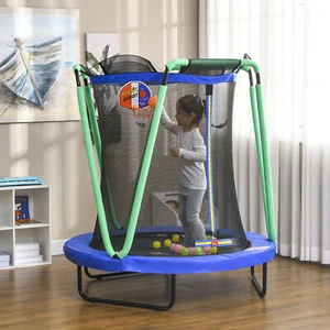 ZONEKIZ Trampolin für Kinder, Ø140 cm Kindertrampolin mit Sicherheitsnetz Blau