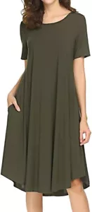 Abito swing Locryz donna manica corta tasca casual t-shirt sciolto abito XL - Foto 1 di 5