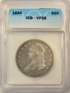 1834 ICG VF35 Bust Half - Picture 1 of 2