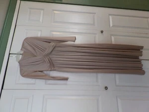 VINTAGE 1970'S "MISS ELLIETTE/CALIFORNIA"CHAMPAGNE PLUNGE NECKLINE MAXI EVENING  - Picture 1 of 5