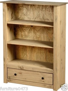 Solid Pine Natural Waxed 1 Drawer Bookcase W80cm x D35cm x H110.5cm PAM - Picture 1 of 8