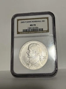 2005 P JOHN MARSHALL COMMEMORATIVE SILVER DOLLAR S$1 NGC MS 70 - Picture 1 of 2