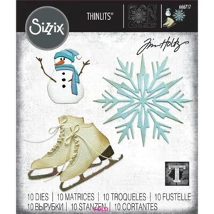 Sizzix Tim Holtz Vault Winter Wish Die Set 666717 muñeco de nieve patín sobre hielo copo de nieve - Imagen 1 de 1