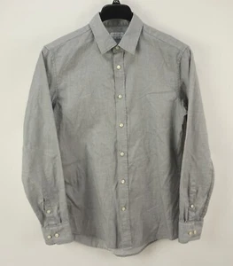 Tiger of Sweden Textured Check Men's Large 16 Slim Gray Cotton Button Up Shirt - Picture 1 of 10