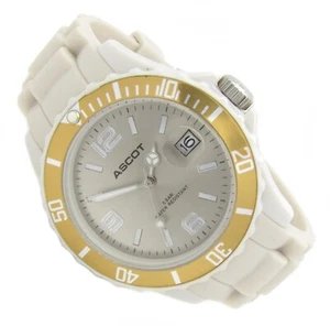 ASCOT Design Damen Herren Armbanduhr Silikon Beige Datum 5ATM Batterie neu S90 - Bild 1 von 2