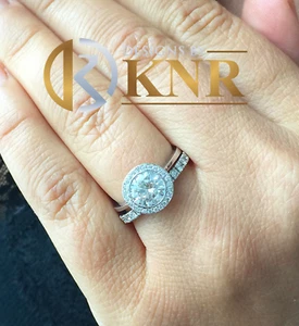 IGI-zertifizierter 14k Weißgold Rundschliff Diamanten Verlobungsring und Band 1,75ct - Bild 1 von 12