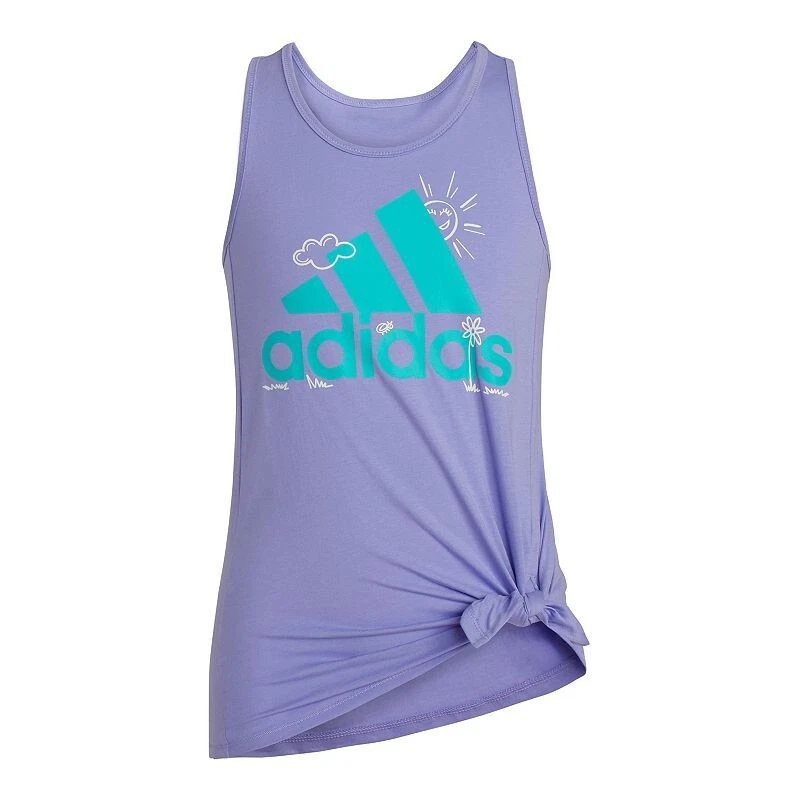 NWT Adidas size 10-12 Girl's Purple/Teal Tie-Front tank top - Image 1 of 1