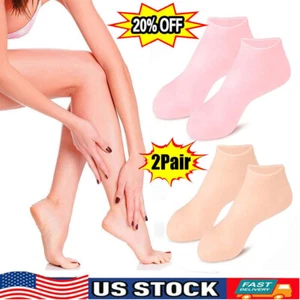 2 Pair Foot Care Socks Spa Silicone Moisturizing Gel Anti Cracking Protect US - Picture 1 of 16